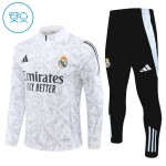 Dječji Real Madrid Sweatshirt Za Trening Četvrt-Zip 2024-25 Bijela